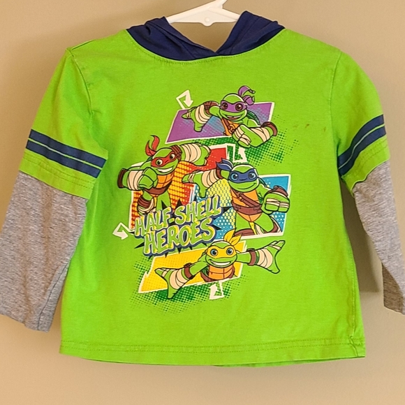 Teenage Mutant Ninja Turtles green hooded long sleeved tee shirt - Picture 1 of 5